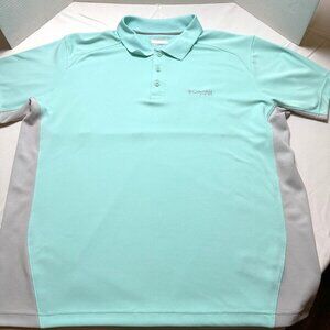 Columbia PFG Men’s XL Green And Grey Short Sleeve Vented Omnishade Fishing Polo